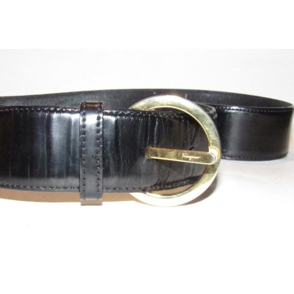 Salvatore Ferragamo Black Leather and Gold Gancini main image 5